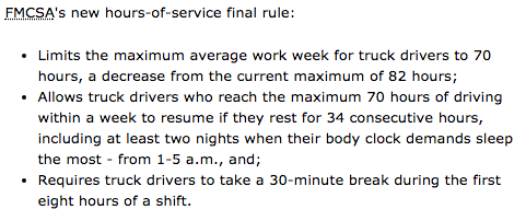 US truck driver laws 8 hours 30 minute break