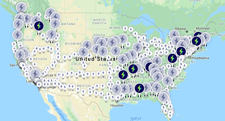 Electrify America - charging stattion map - current future locations