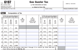 Gas Guzzler IRS tax form